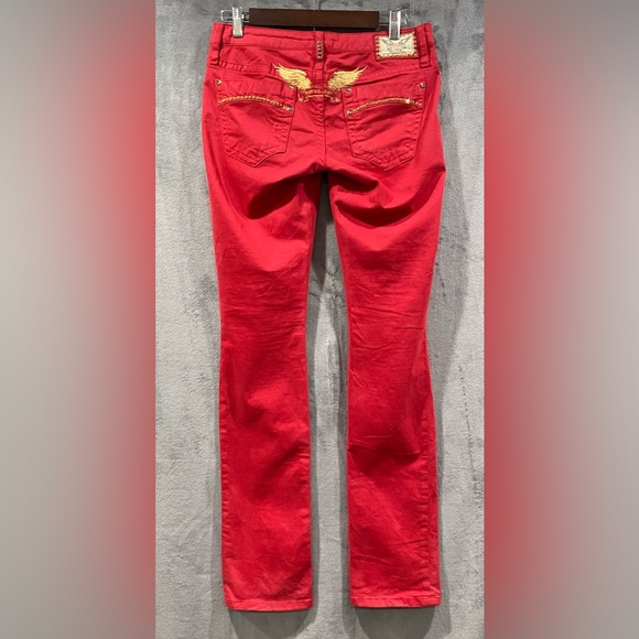 Robin’s Jeans Women’s Size 28 Marilyn Rhinestone Embellished Gold Wing Y2K - Picture 9 of 15